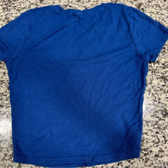Bozzolo Classic Blue Ribbed Tee - Picture 2 of 3